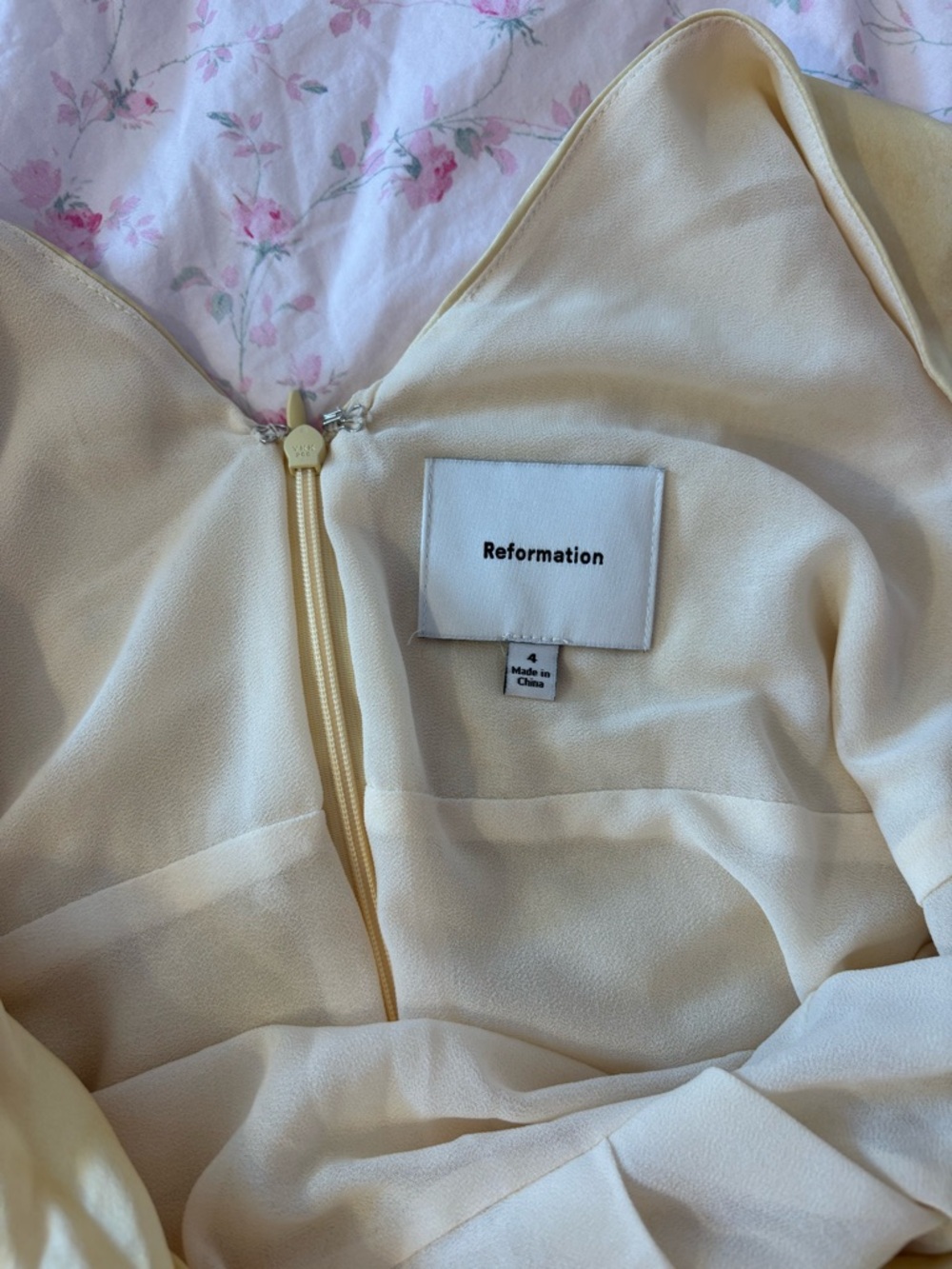 Reformation Pale Yellow Lace-Trim Midi Dress - Picture 2 of 4